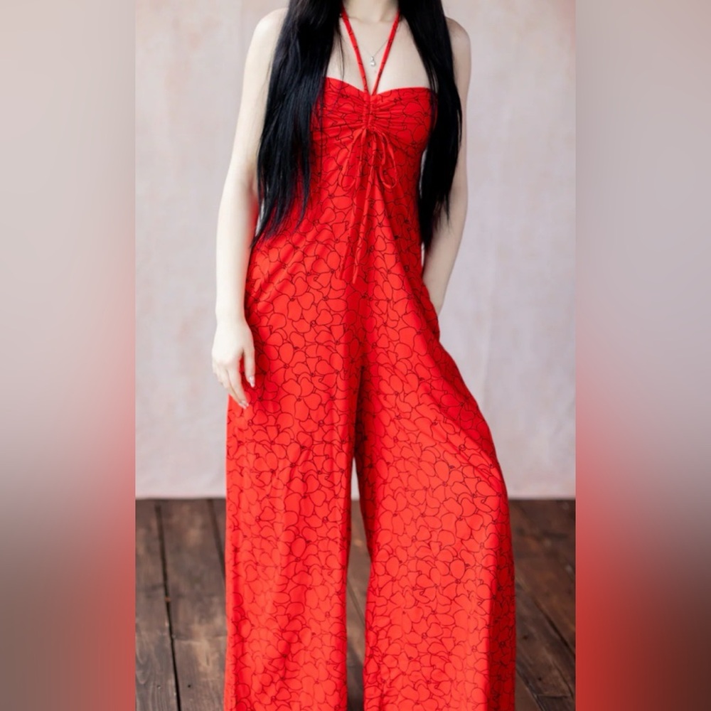 Wehi plumeria print jumpsuit